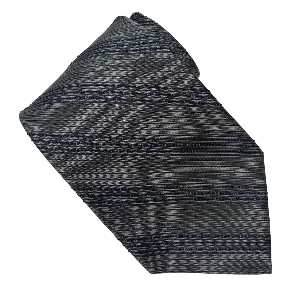 Donna Karan‎ Signature Necktie Gray Black Striped